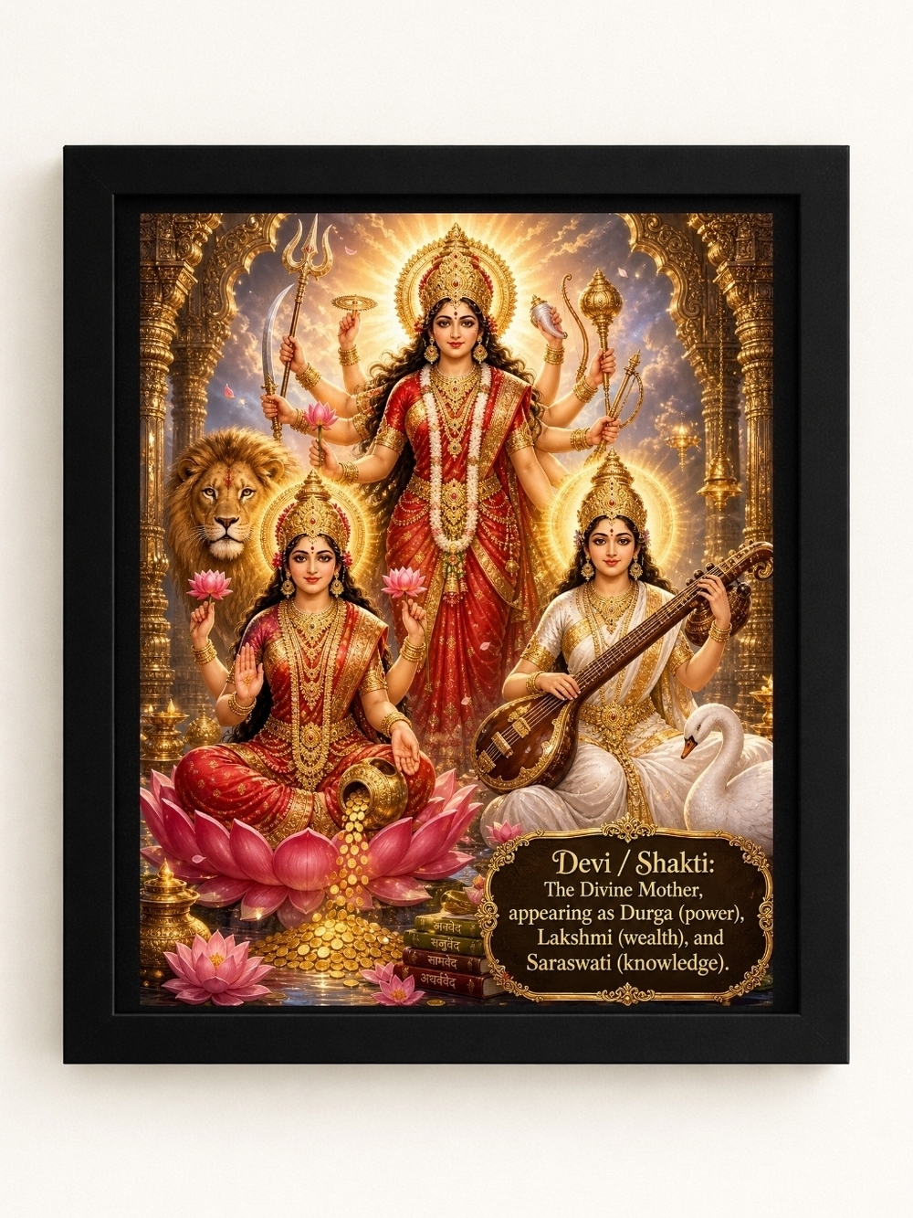 Devi/Shakti Trio A.I. Art Print 8x10 Framed
